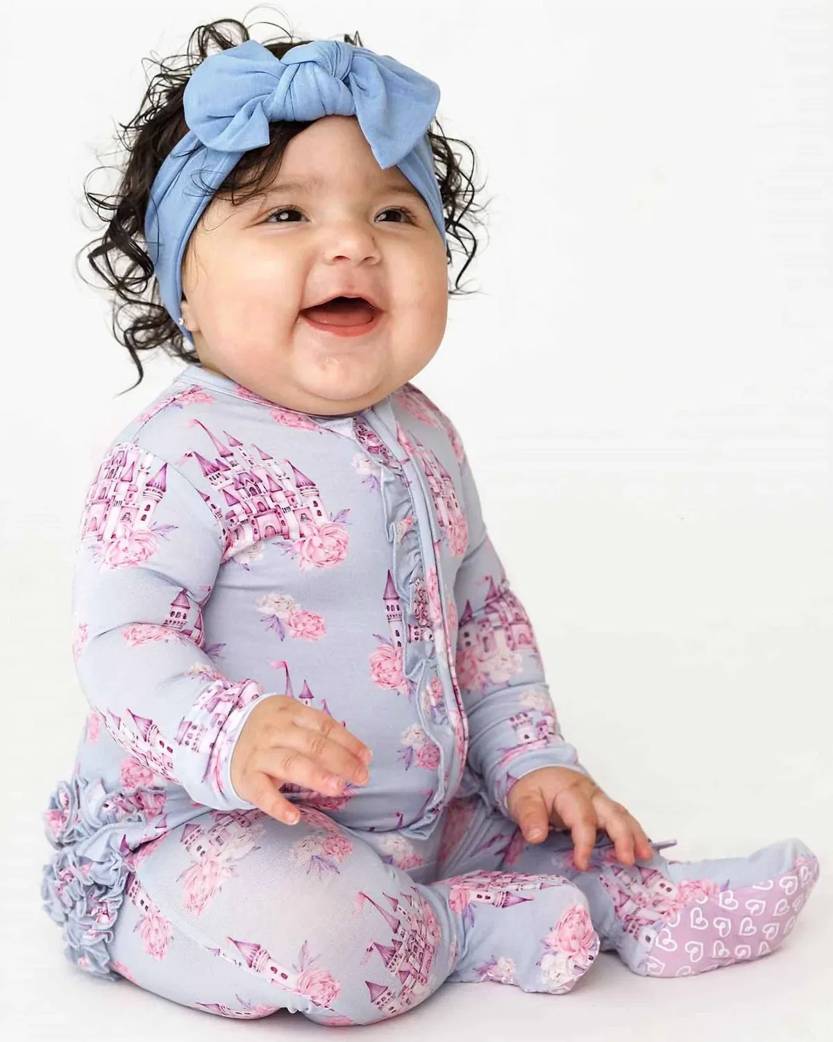 Детский боди-комбинезон с рюшами на молнии Jules Ruffled Zippered Footies Lev Baby, Lavender — фото 2