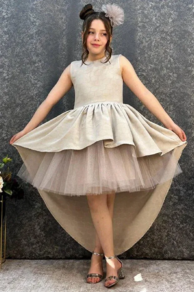 Детское платье для девочек кружевное Riccotarz, Nude Color — фото 2