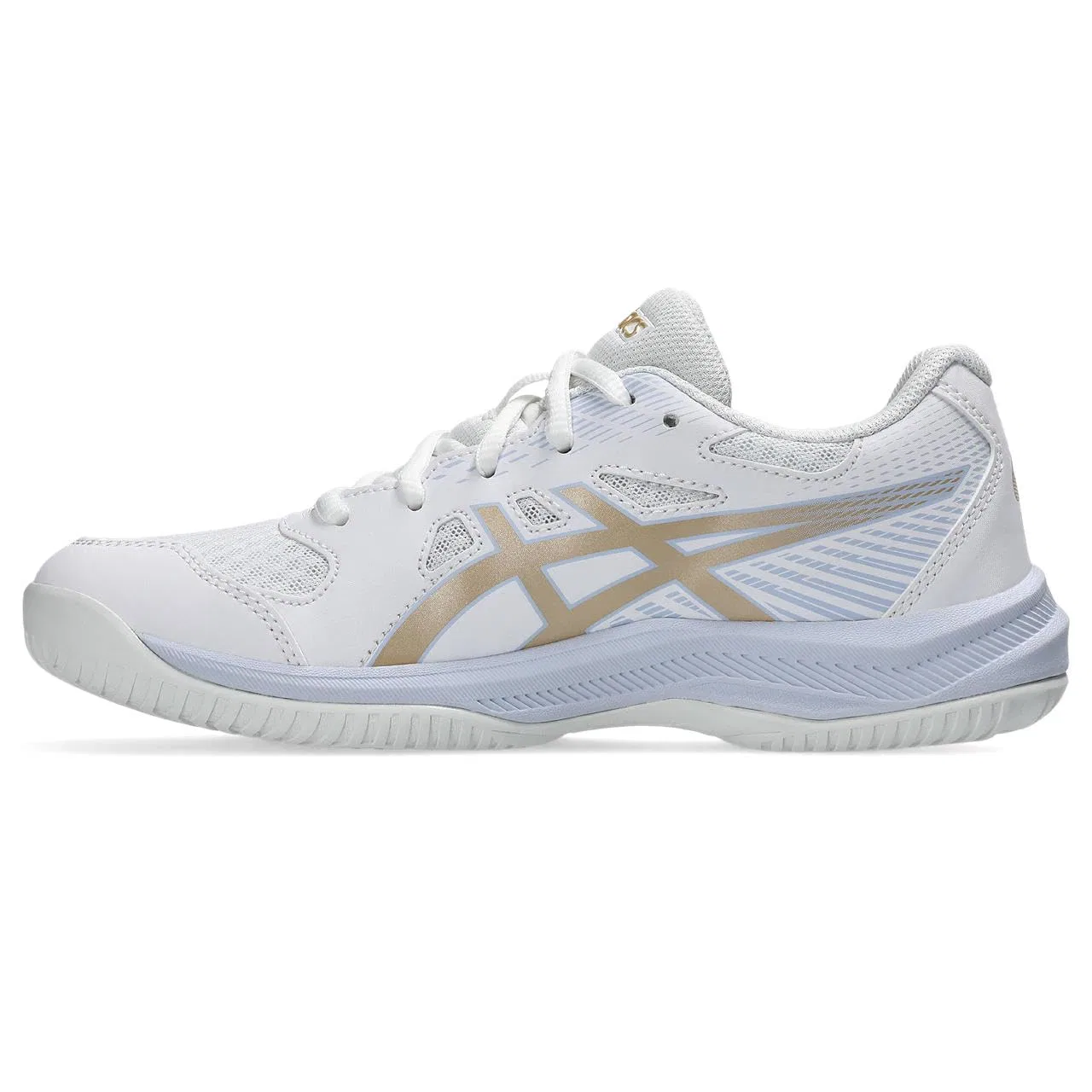 Детские кроссовки для мальчиков с шнуровкой Upcourt 6 Gs ASICS, White/Champagne — фото 4