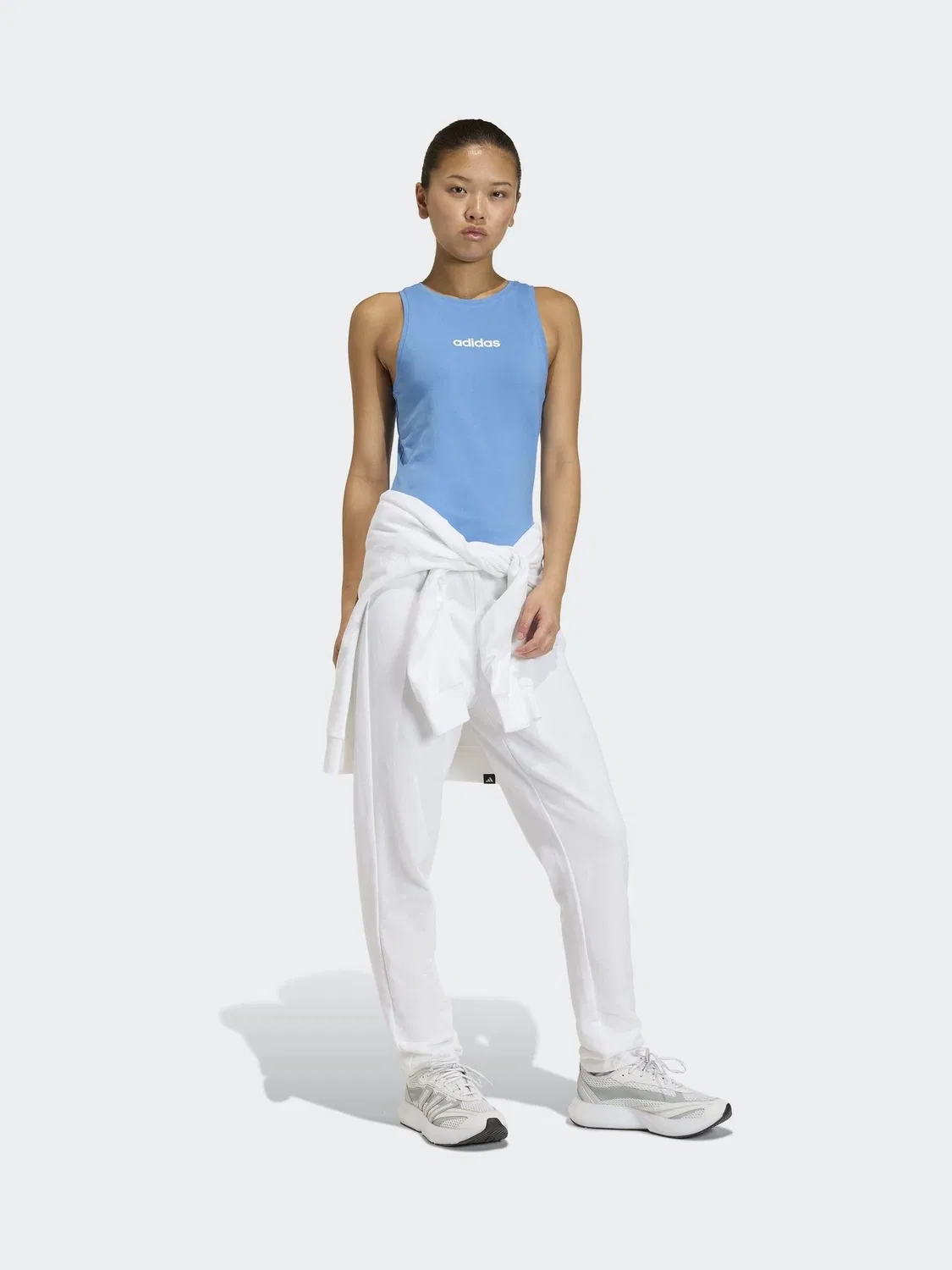 Топ-майка, облегающая, Linear adidas, кораллово-голубой — фото 3