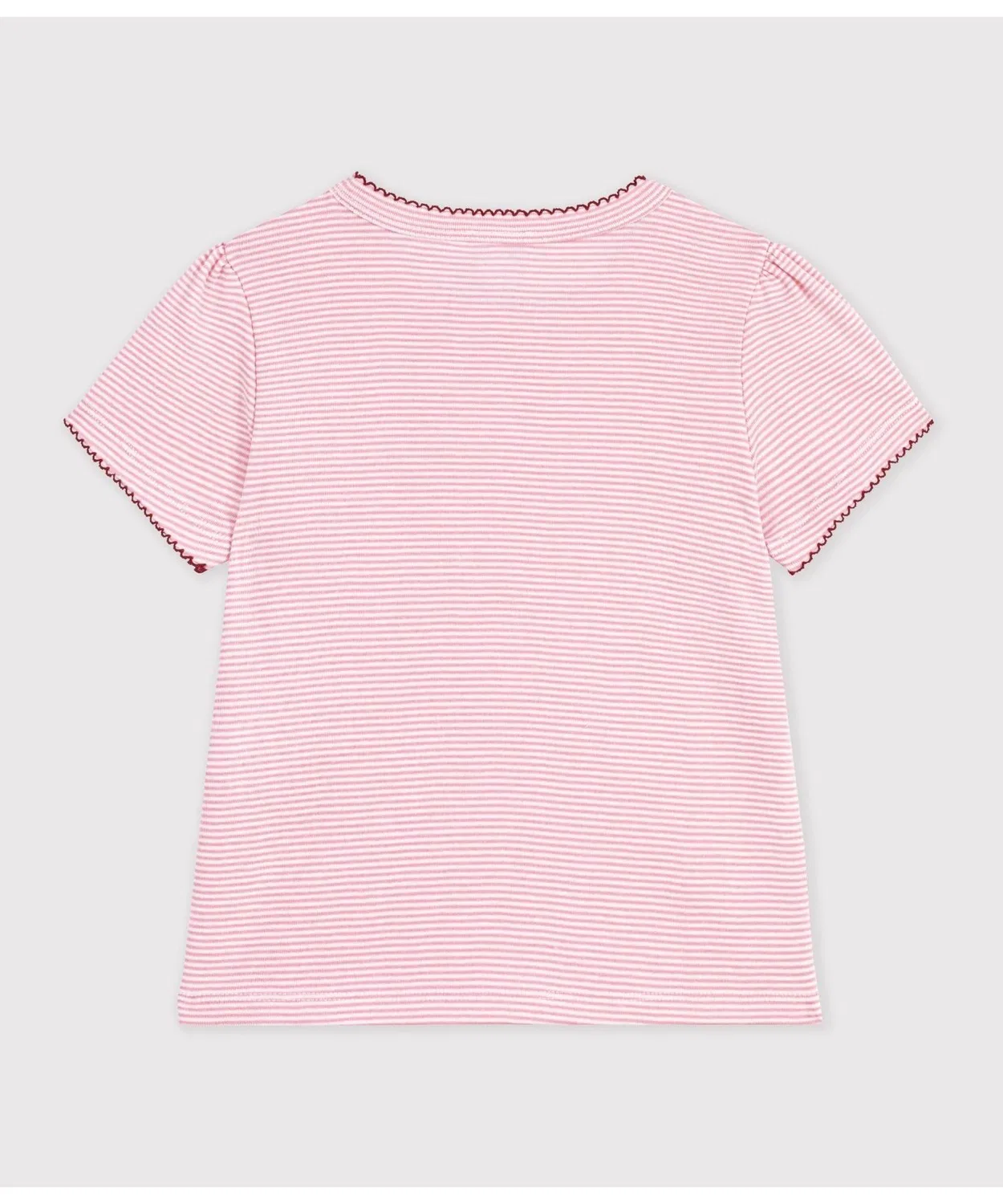 Детская футболка с полоской Миларе PETIT BATEAU, White/Pink — фото 2