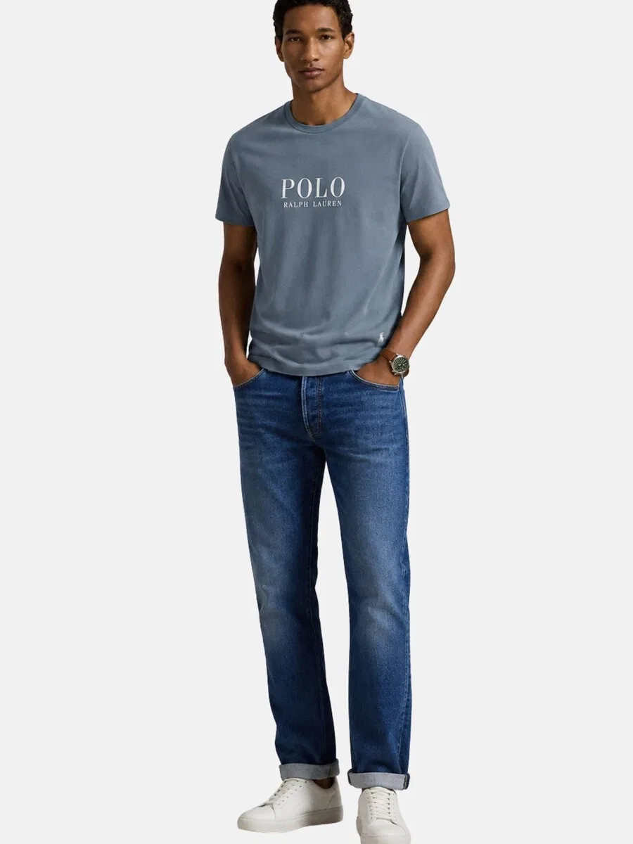 Футболка Polo Ralph Lauren пыльно-голубого цвета — фото 2