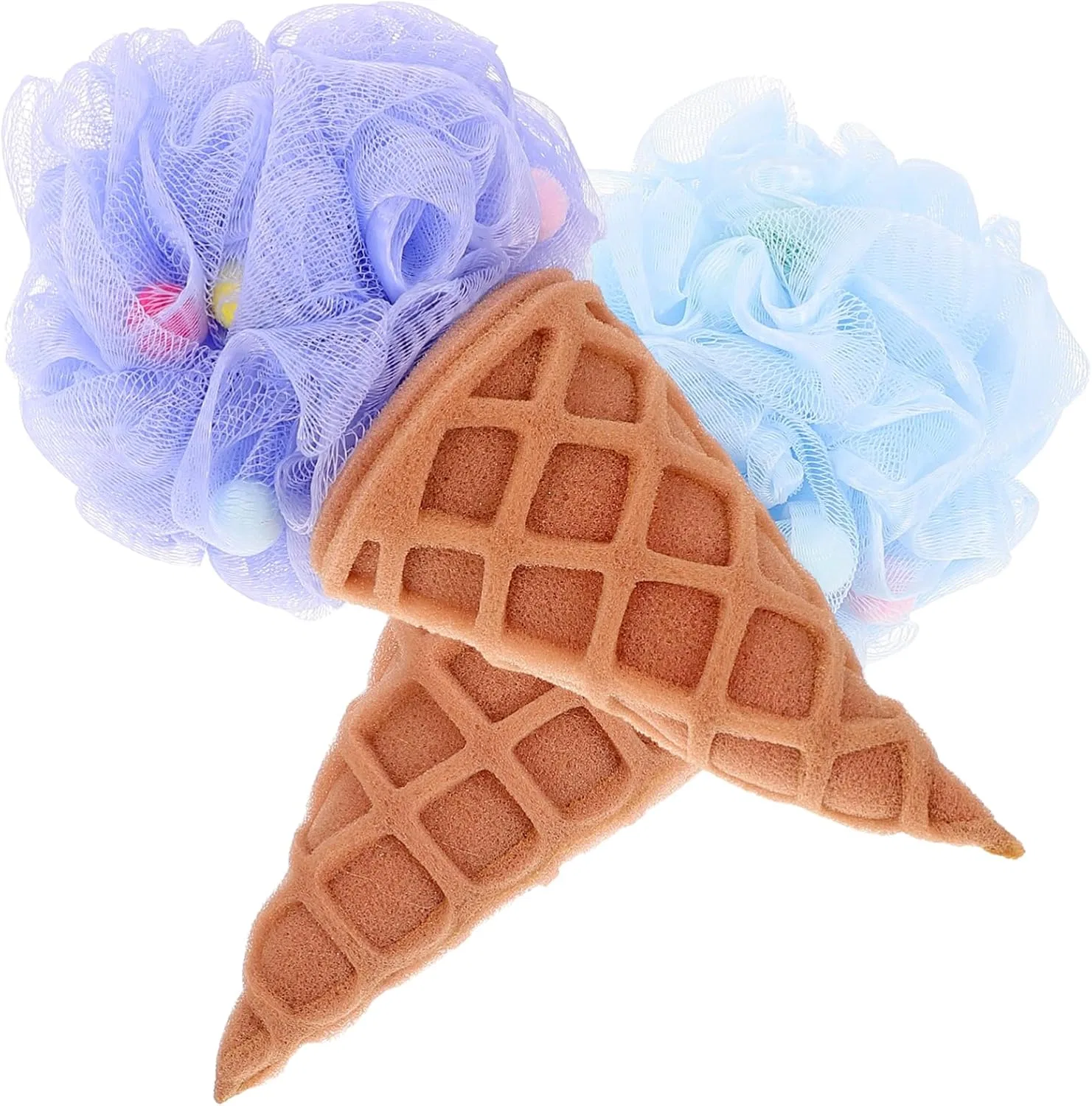 Мочалка для душа Ice Cream Design, Vaguelly, 2 шт, 28x12x12 см, Зеленый