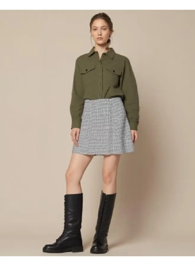Юбка-трапеция мини с контрастным дизайном Zara, черно-белый