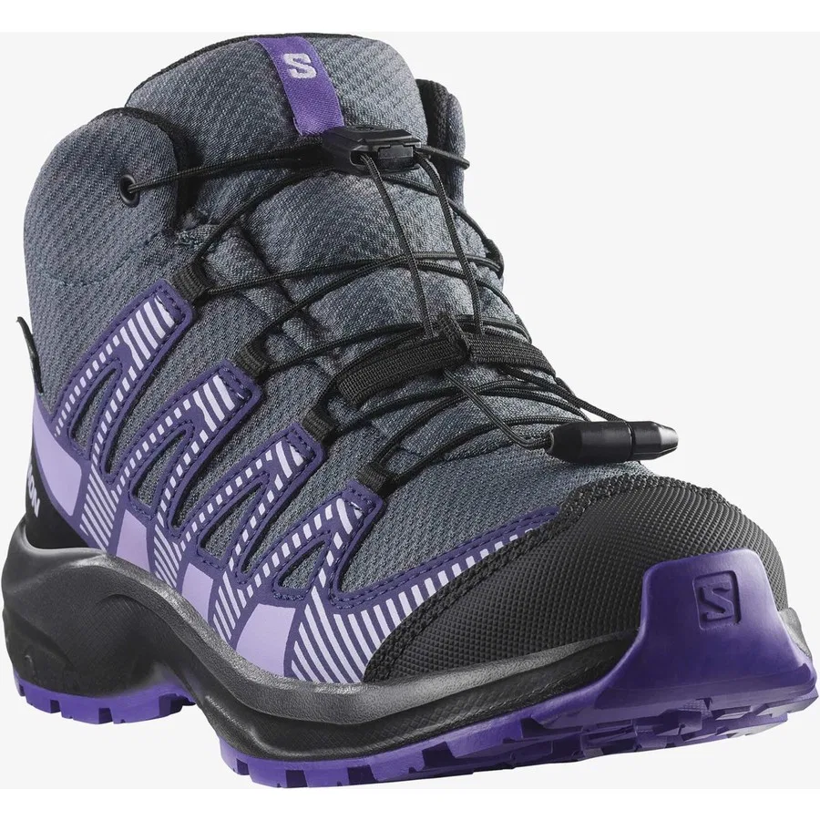Детские кроссовки для outdoor с мембраной Salomon XA Pro V8 Mid Waterproof, Серый — фото 4