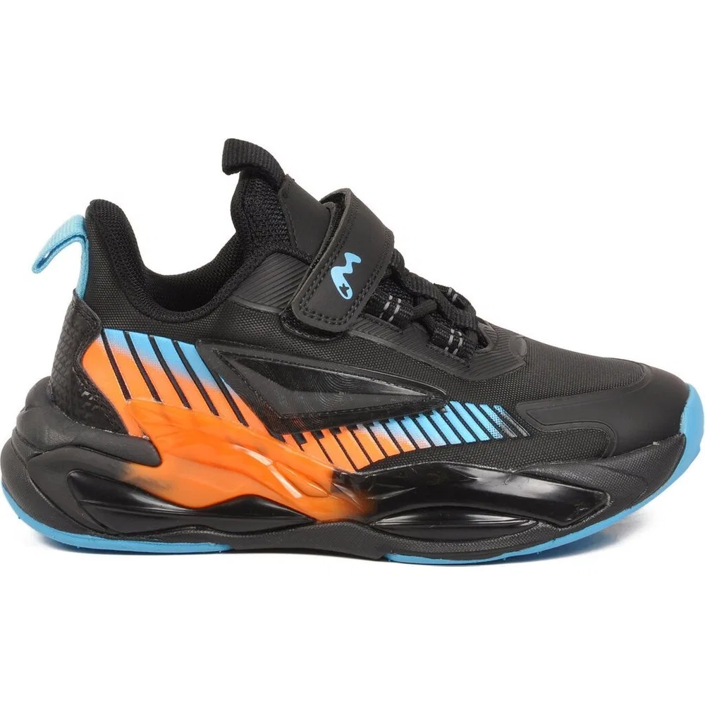 Детские спортивные кроссовки для мальчиков на липучках, сверхлегкие, Black Blue Orange Marco Kids — фото 2