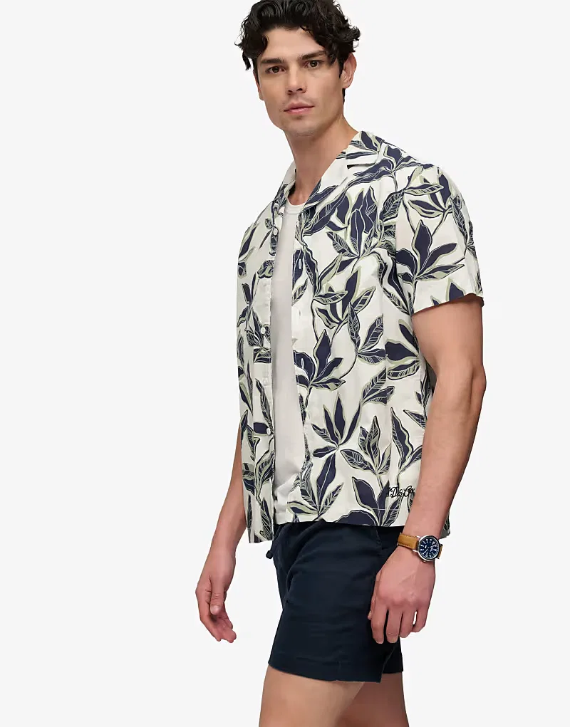 Рубашка Superdry Cabana с коротким рукавом для отдыха у бассейна, банановый лист (экрю) — фото 4