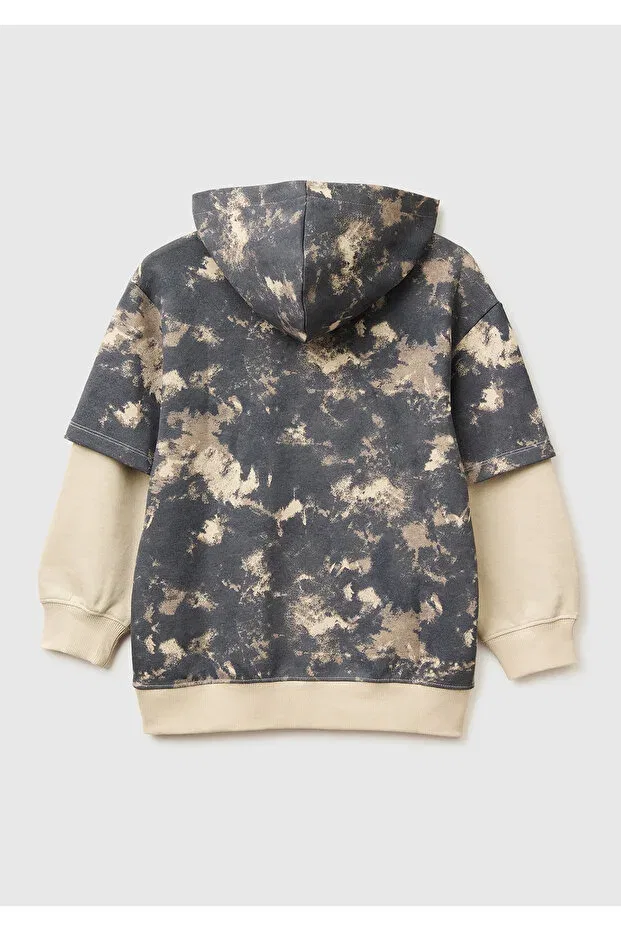 Детское худи для мальчиков с принтом United Colors Of Benetton, Anthracite Mix — фото 2