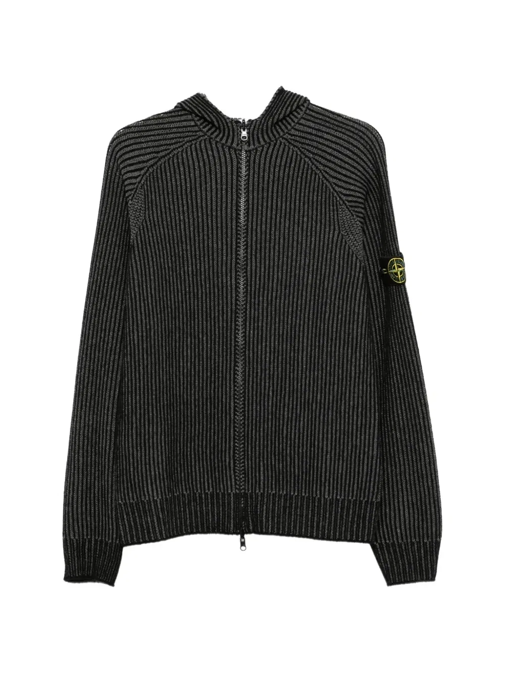 Кардиган на молнии из рубчатого трикотажа Stone Island, черный