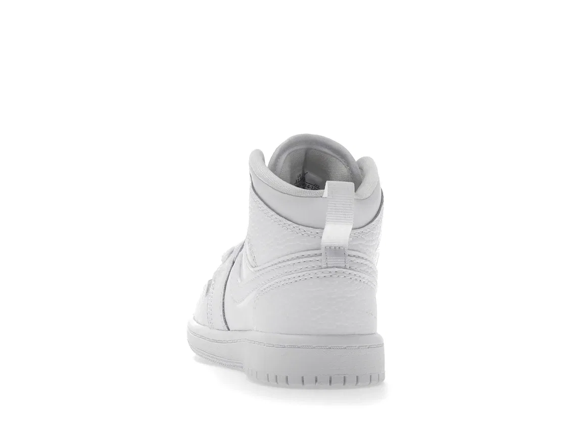 Детские кроссовки для мальчиков белые Jordan 1 Mid Jordan, White White White — фото 4