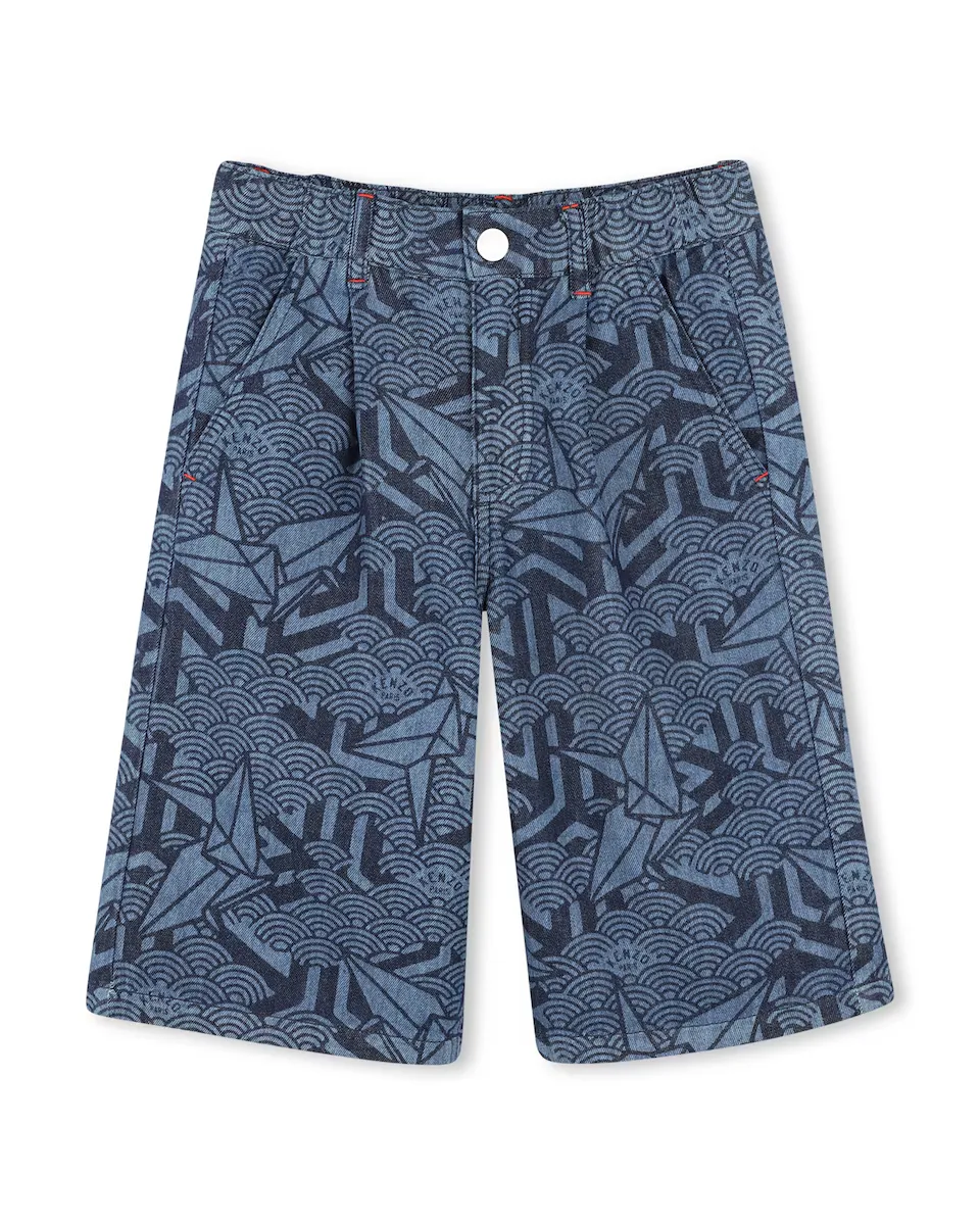 

Хлопковые джинсовые бермудские шорты для мальчиков с принтом Kenzo Kids, синий