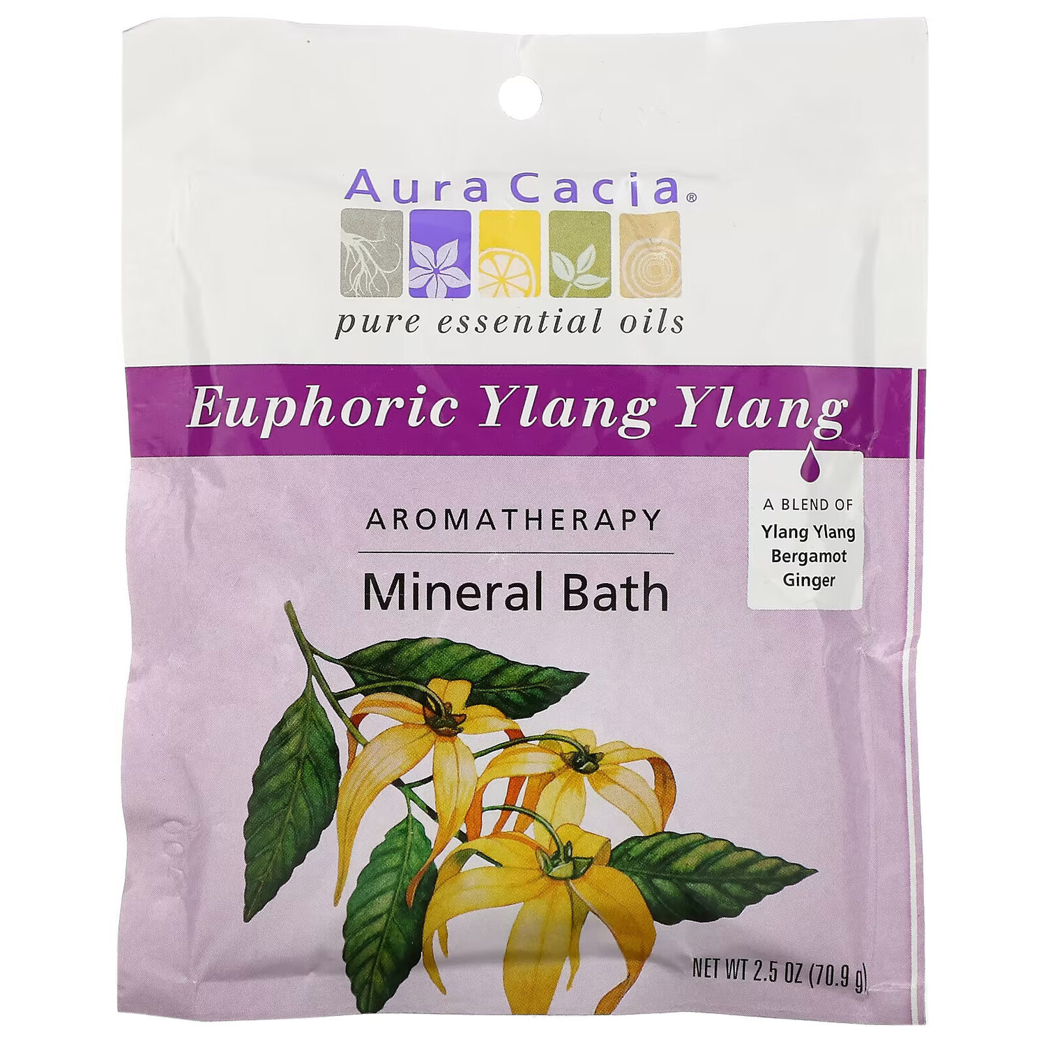 

Aura Cacia, Ароматерапевтическая минеральная ванна, Euphoric Ylang Ylang, 70.9 г