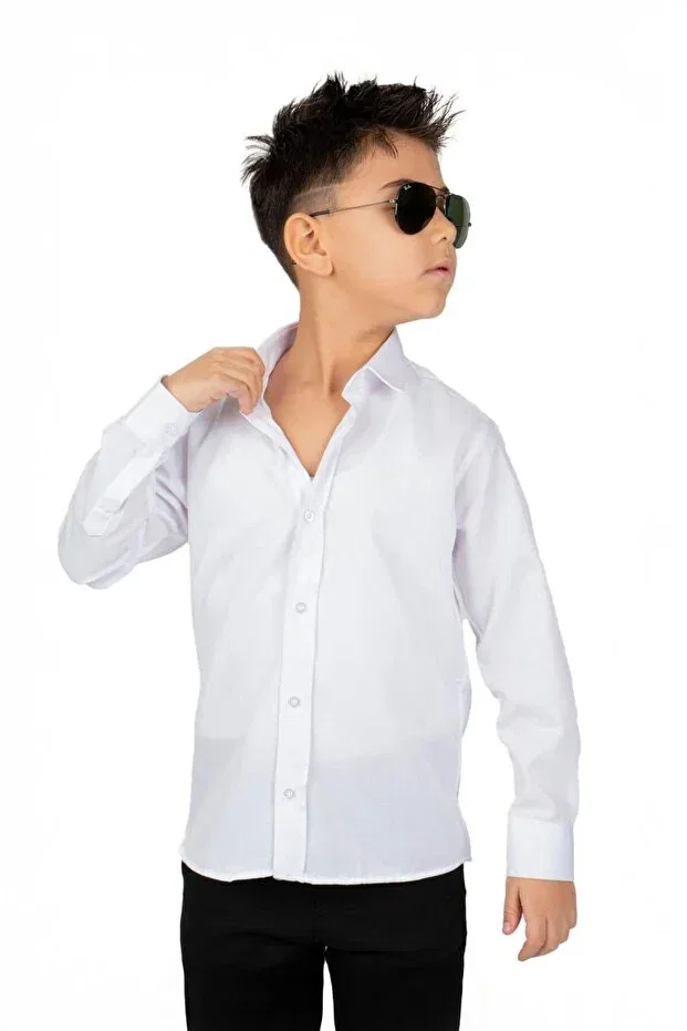 Детская рубашка для мальчиков с длинным рукавом Trend Baby Kids, White — фото 2