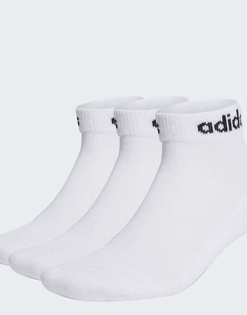 Носки низкие амортизированные Linear 3 пары Adidas Performance, белый/черный — фото 2