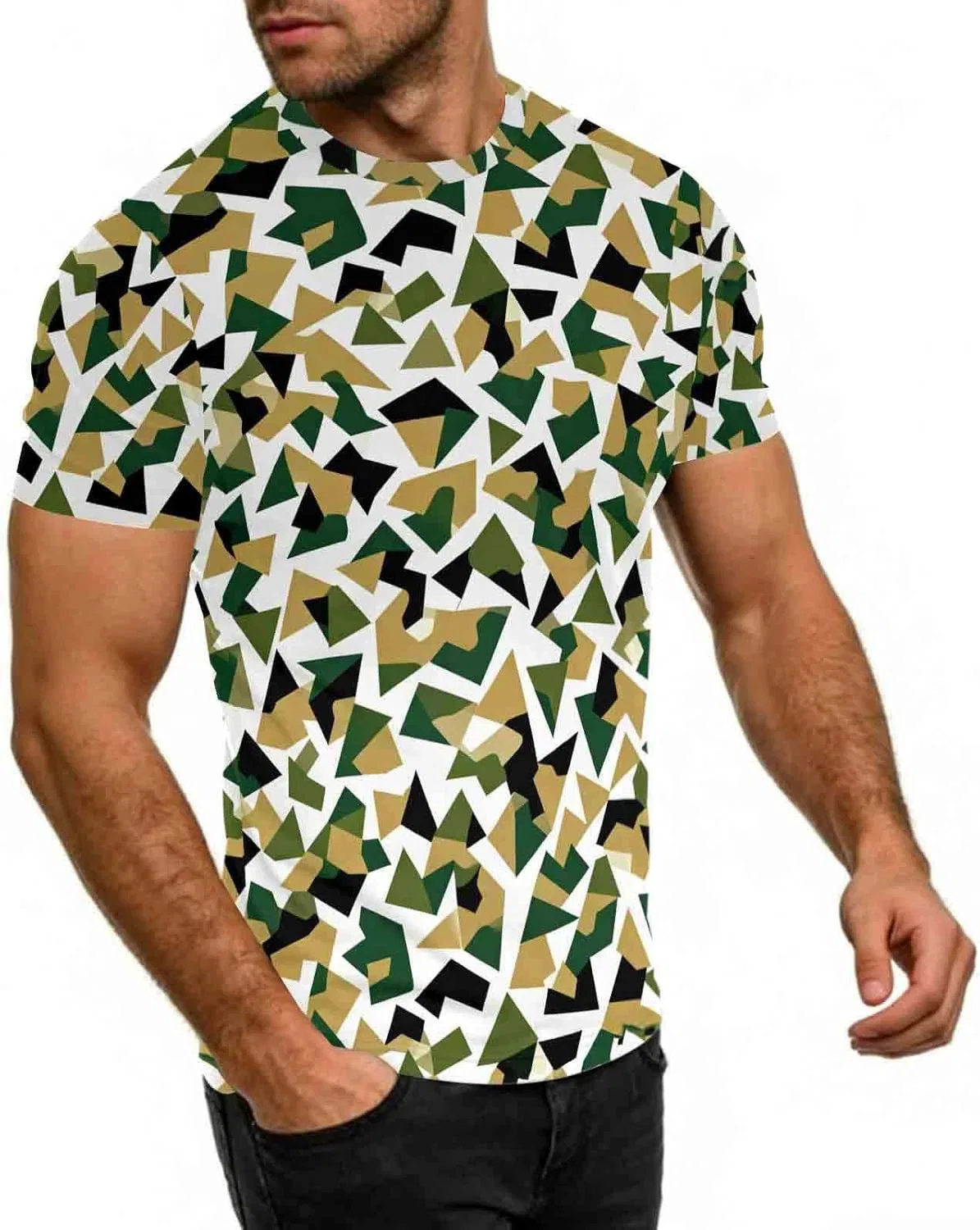 Унисекс футболка с камуфляжным принтом Unisex Short Sleeve Crewneck Shirt, 12#camouflage — фото 3
