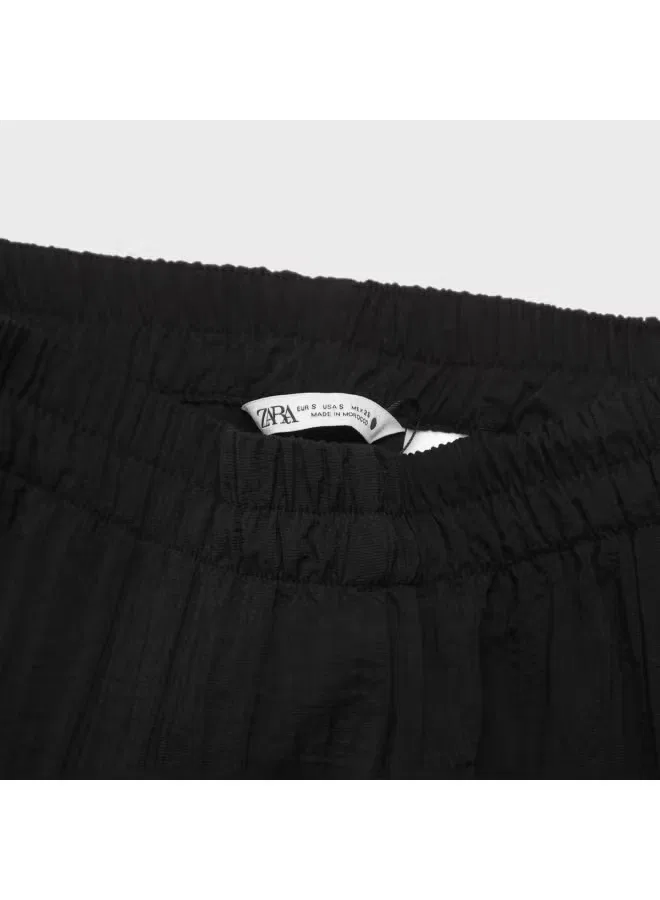 Брюки широкие с мягким эластичным поясом Yamamoto Zara, черный — фото 4