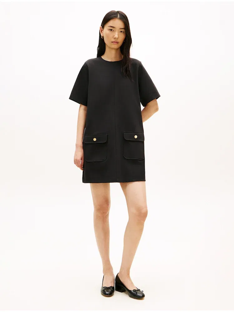 Платье-сдвиг с золотыми пуговицами TOMMY HILFIGER, Black