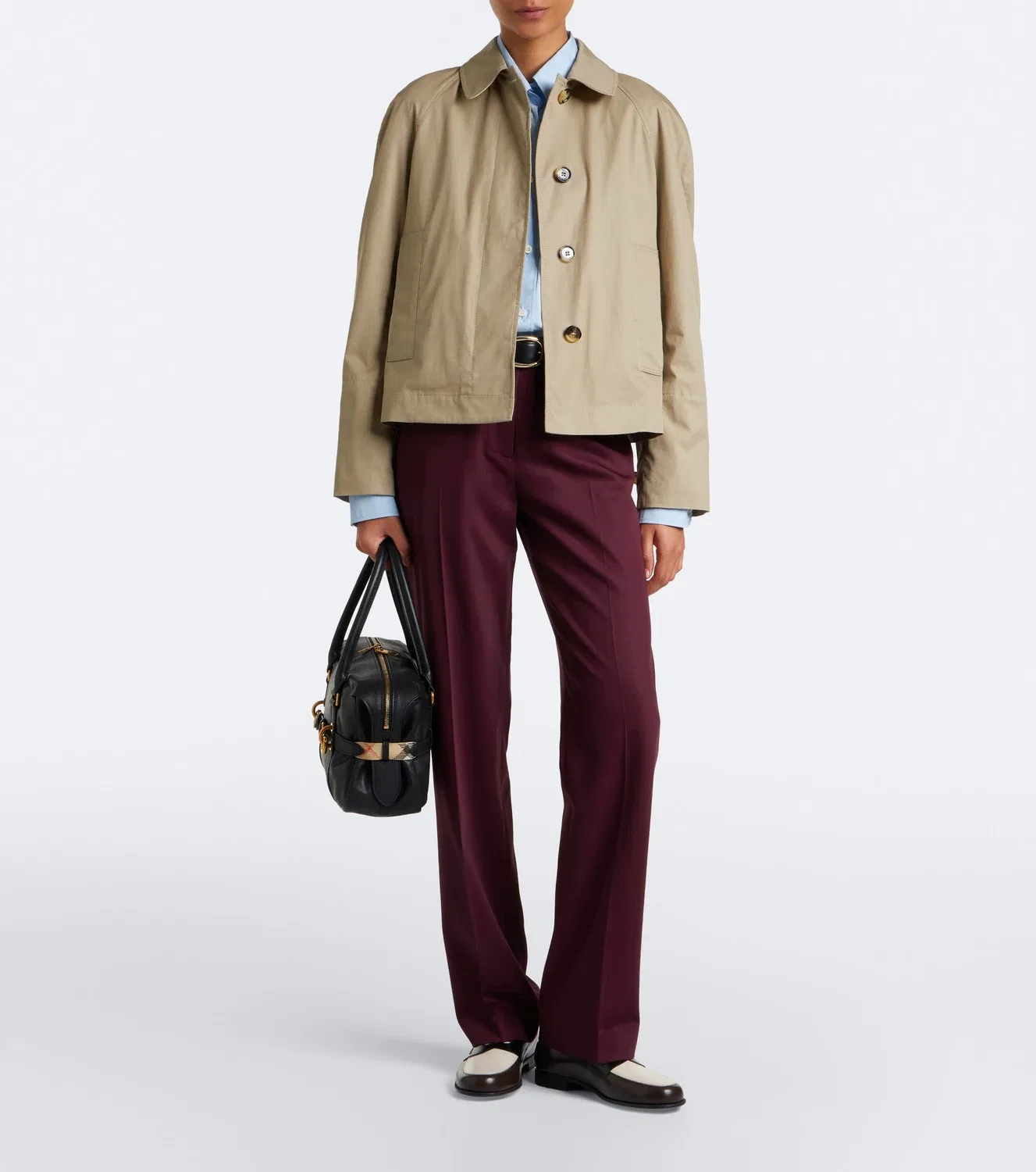 Прямые шерстяные брюки BURBERRY, красный — фото 2