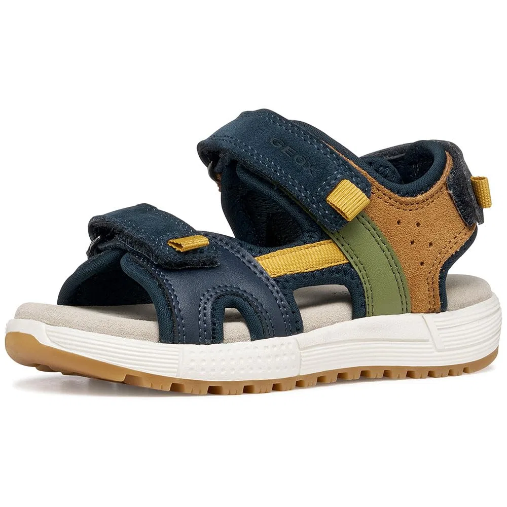Детские сандалии для мальчиков с контрастными вставками J Sandal Alben Boy Geox, Navy Ochre — фото 3