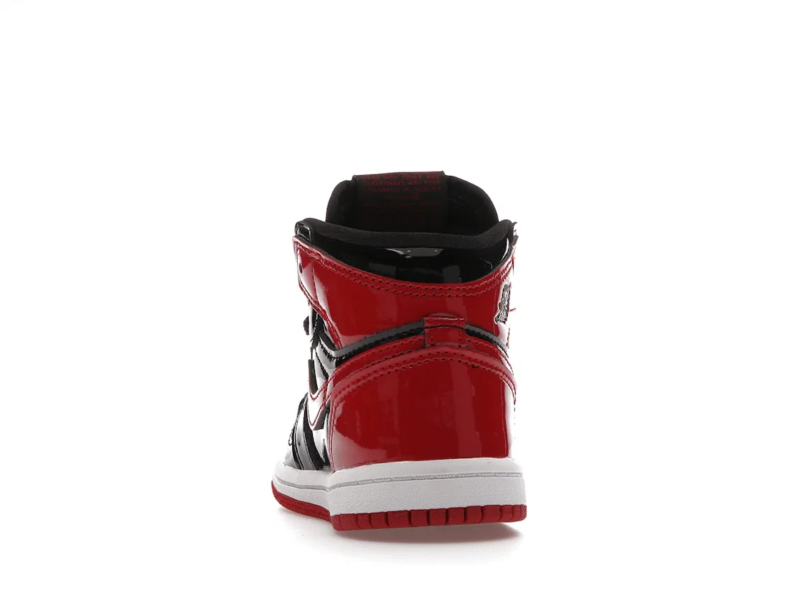 Детские кроссовки Lifestyle с патентованной кожи Jordan 1 Retro High OG Bred Patent Jordan, Black/White-Varsity Red — фото 4