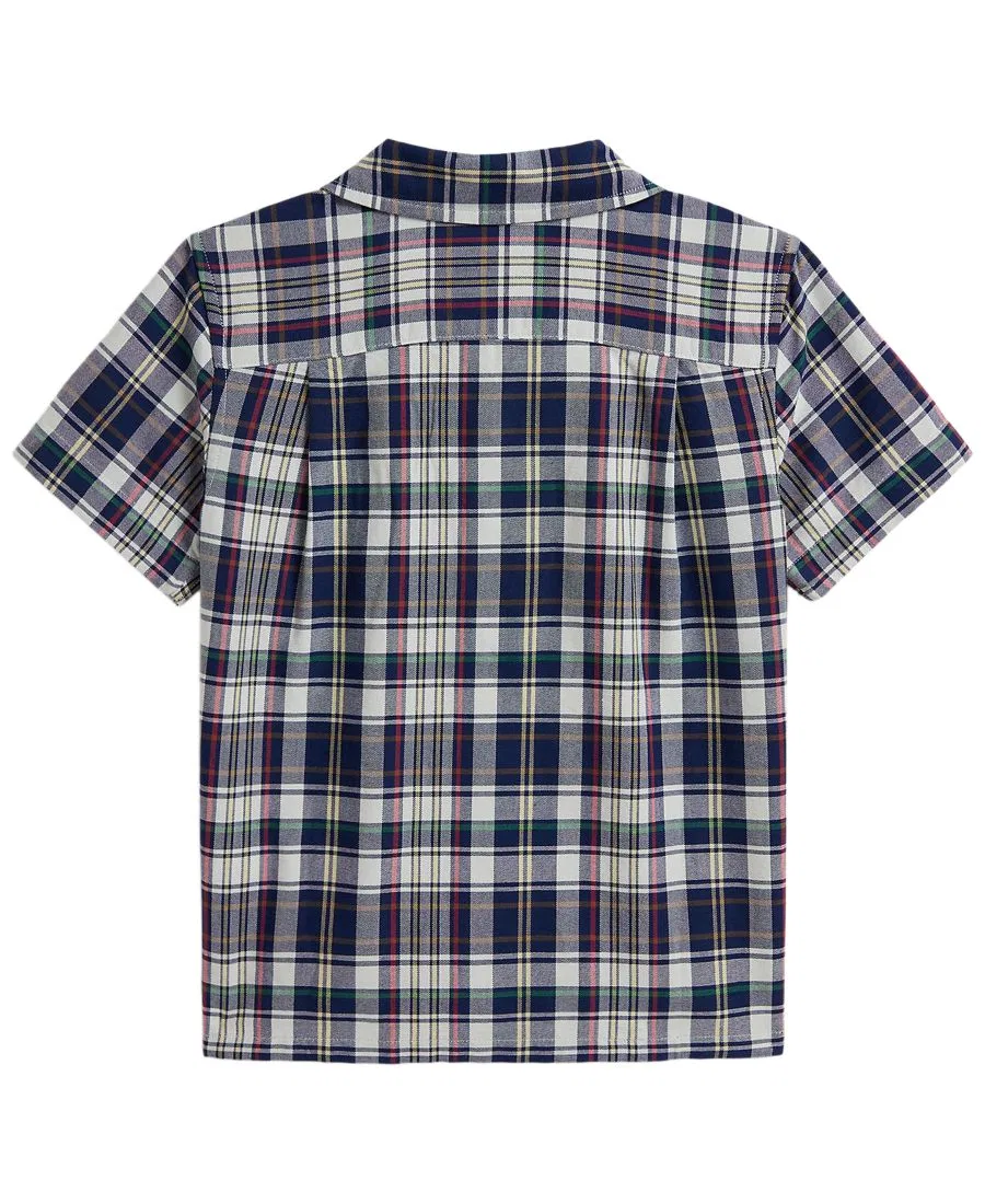Рубашка из хлопка в клетку с коротким рукавом Polo Ralph Lauren, White Blue Multi — фото 2