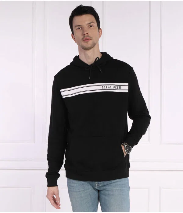 Мужское флисовое худи с капюшоном Tommy Hilfiger, черный — фото 3
