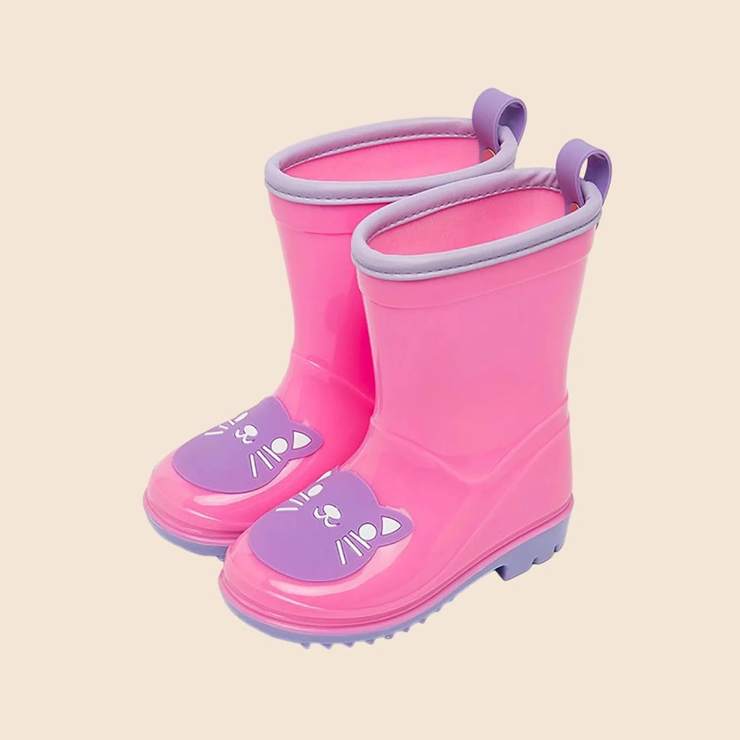 Детские сапоги для девочек с принтом, модель Cute Cartoon Cat, Purple — фото 3
