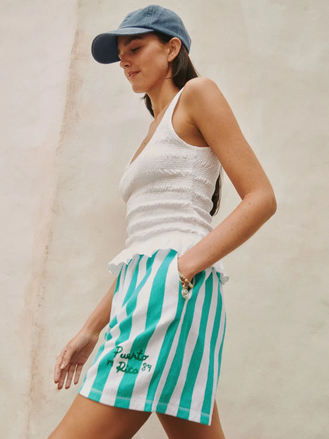 Шорты с принтом, Green/Ecru Stripe Next, зеленый/экрю