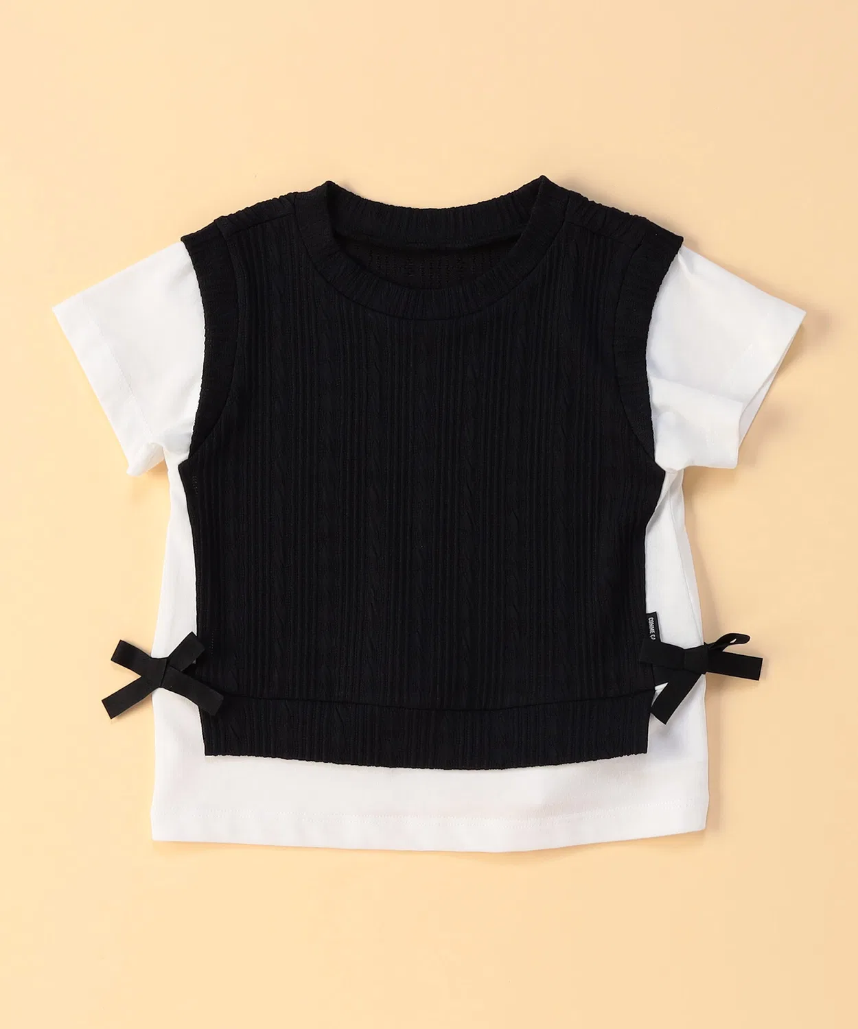 Детская футболка с длинным рукавомс имитацией многослойности, модель Layered Half Sleeve T-Shirt COMME CA ISM, Black