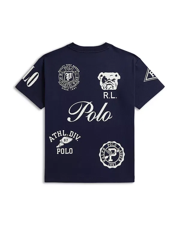 Детская футболка для мальчиков с принтом Ralph Lauren, темно-синий — фото 3