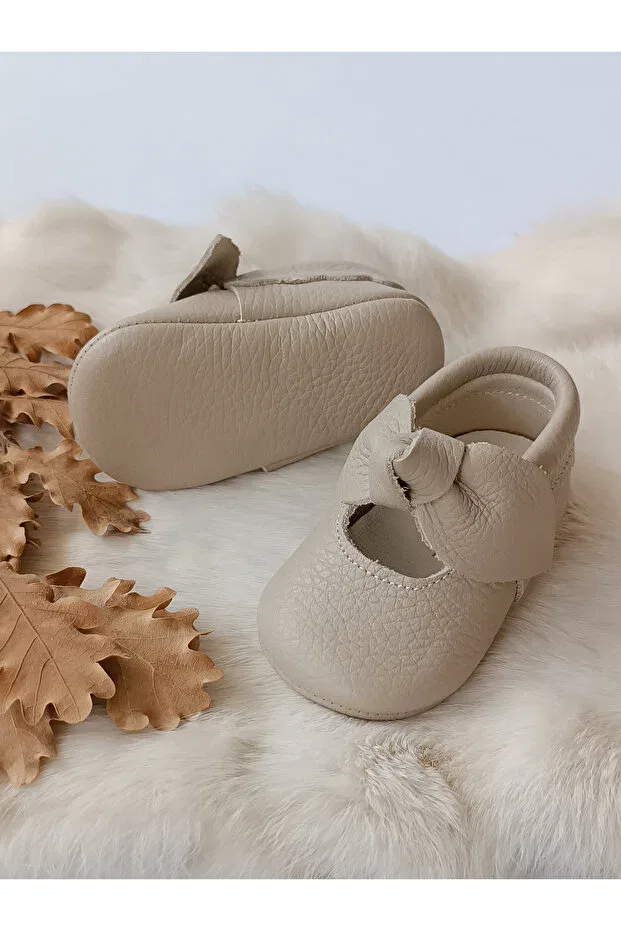 Детские ботиночки-лодочки для девочек из натуральной кожи Alice Hodore, Dark Cream — фото 4
