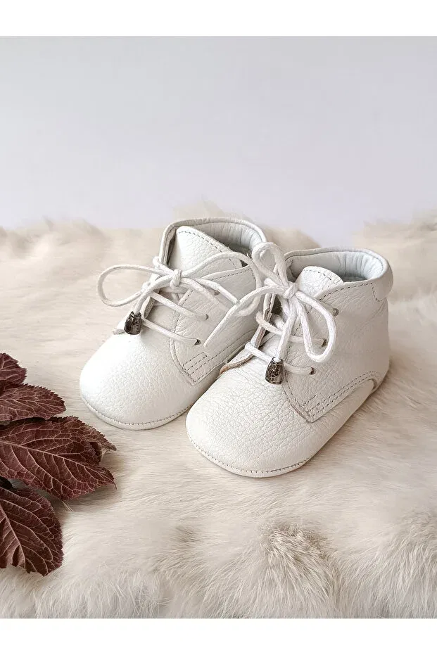Детские ботиночки для новорожденных кожаные White Hodore, White — фото 2