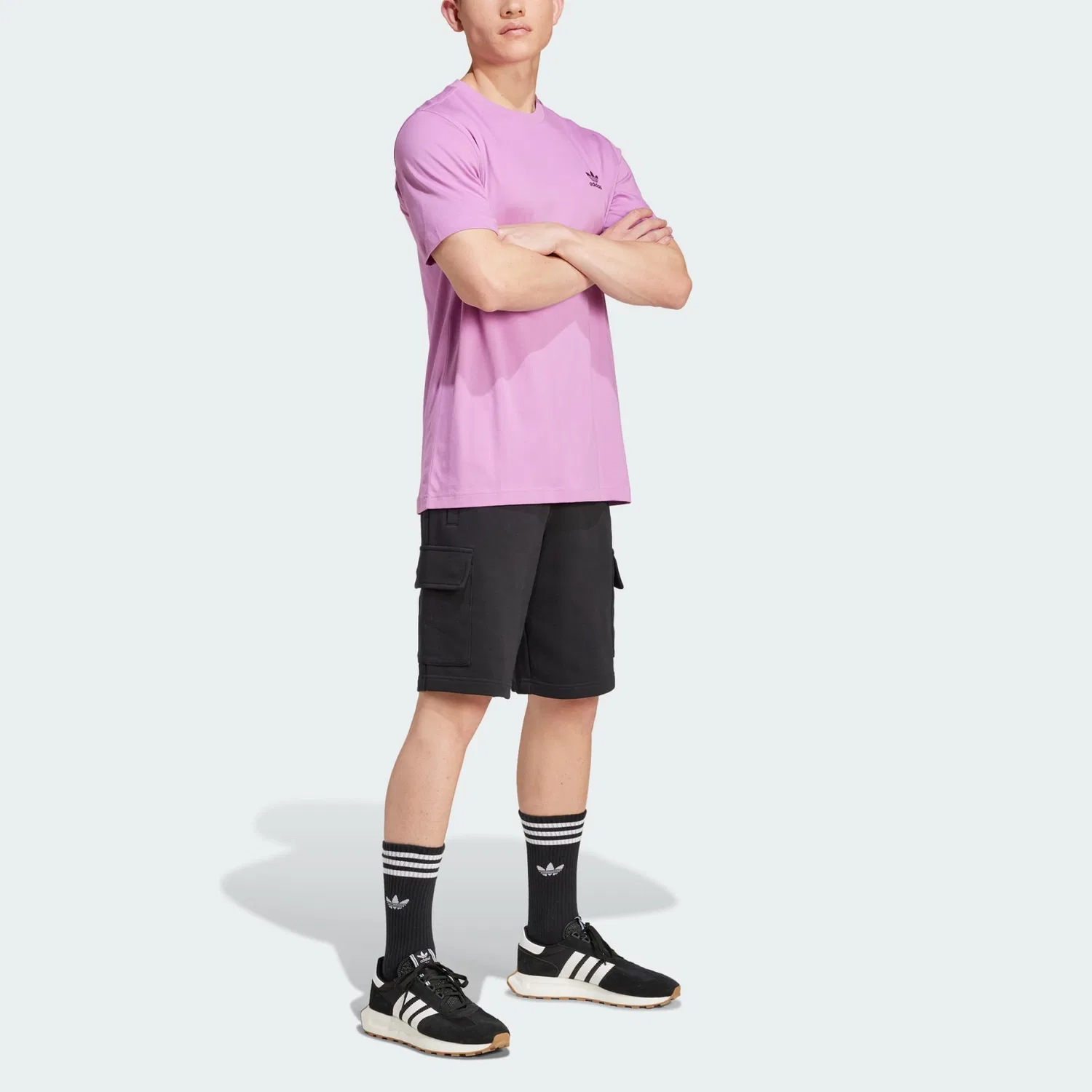 Мужские шорты карго с принтом Adidas Originals, Black — фото 3