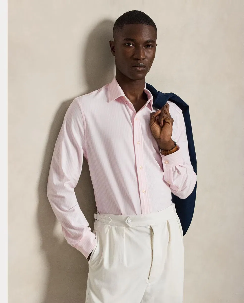 Мужская рубашка в полоску, Oxford Slim Fit, Polo Ralph Lauren, Rosa claro — фото 4