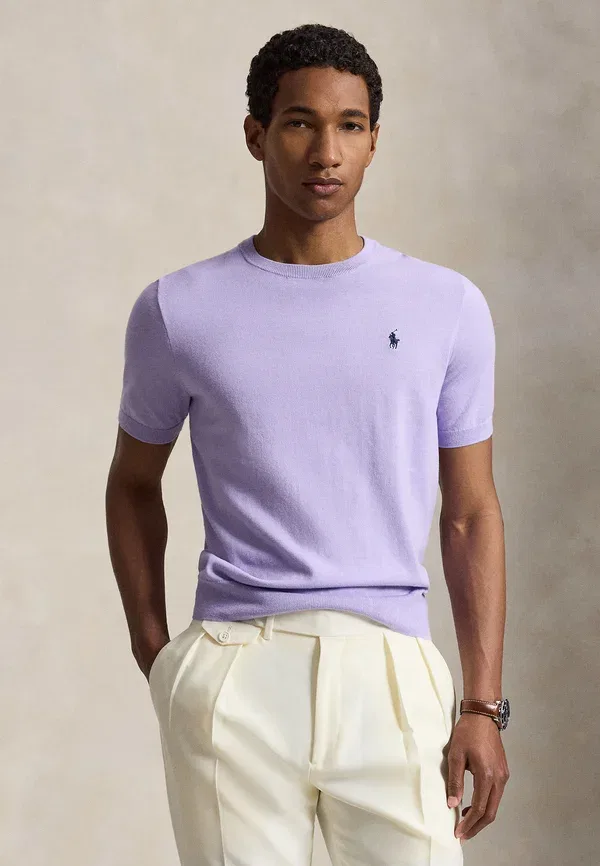 Футболка хлопковая Cotton crewneck short-sleeve sweater Polo Ralph Lauren, Purple, фиолетовый