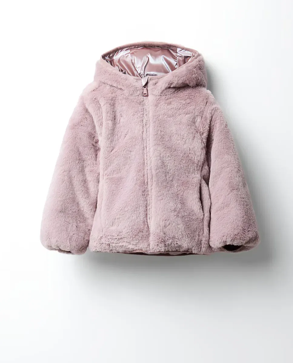 Детское пальто для девочек двустороннее переливающееся Sfera, 200 Rosa