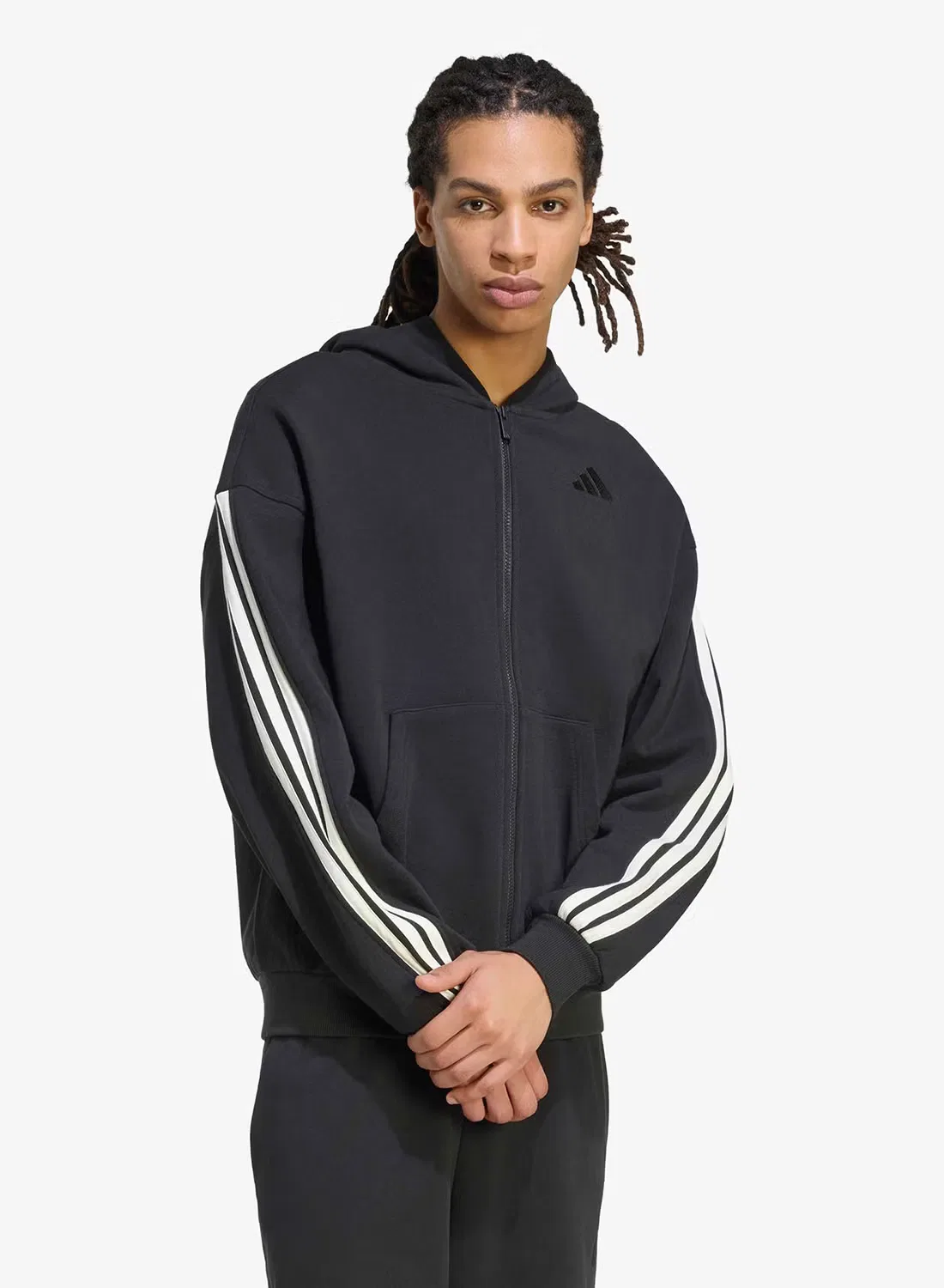 Худи на молнии 3-Stripes Adidas, черный