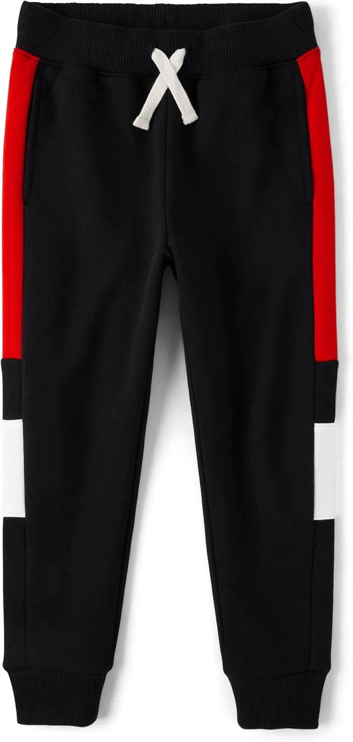 Спортивные флисовые спортивные штаны для мальчиков от The Children's Place, Black Colorblock