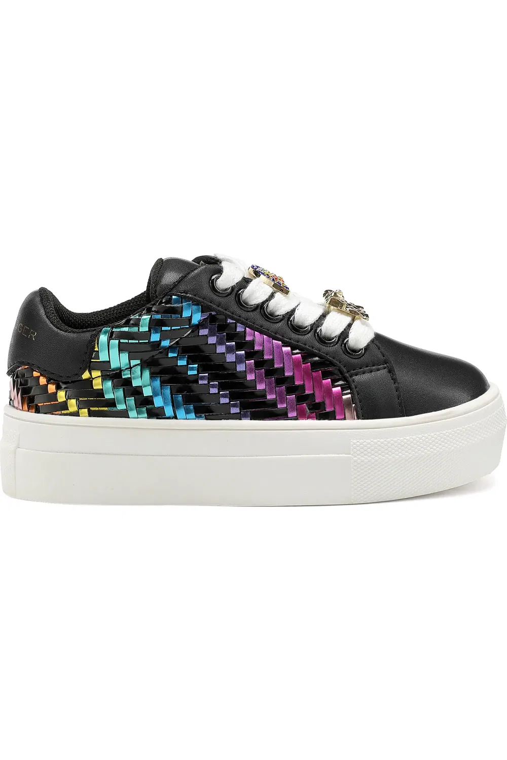 Детские кроссовки на платформе с металлическим переливом Mini Laney Weave Kurt Geiger London, Black Multi — фото 2