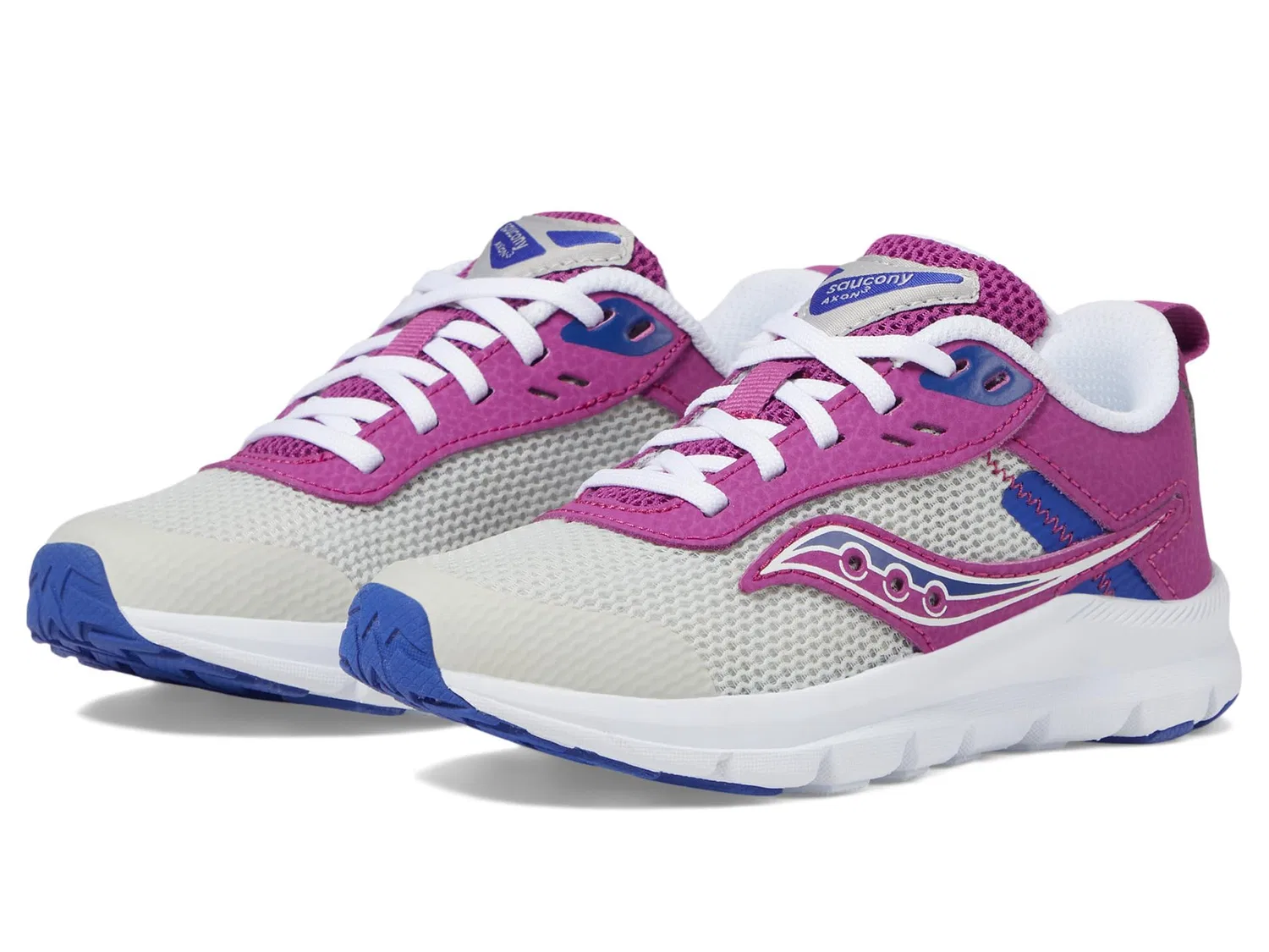 Детские кроссовки для мальчиков с верхом из кожи и сетки Axon Kdz Saucony, Grigio Magenta