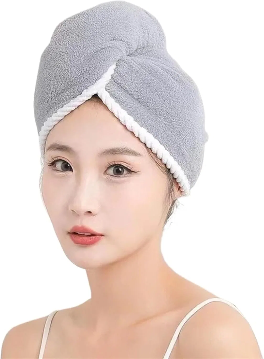Полотенце для волос AYWTIUN, Double Layer Dry Hair Cap, серое, 40x62 см