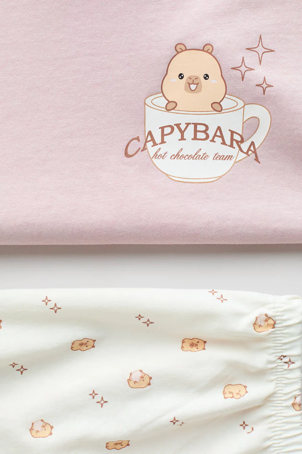 Пижама из набивного хлопка H&M, Hellrosa/Capybara — фото 3