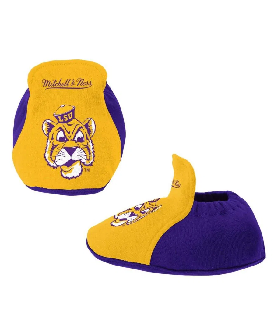 Комплект из 3 предметов: боди, слюнявчик и пинетки с принтом LSU Tigers Mitchell & Ness, Purple — фото 2