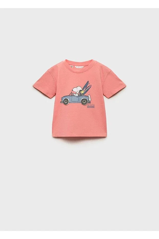 Детская футболка с принтом Snoopy printed t-shirt Mango Baby, Pinkish Orange