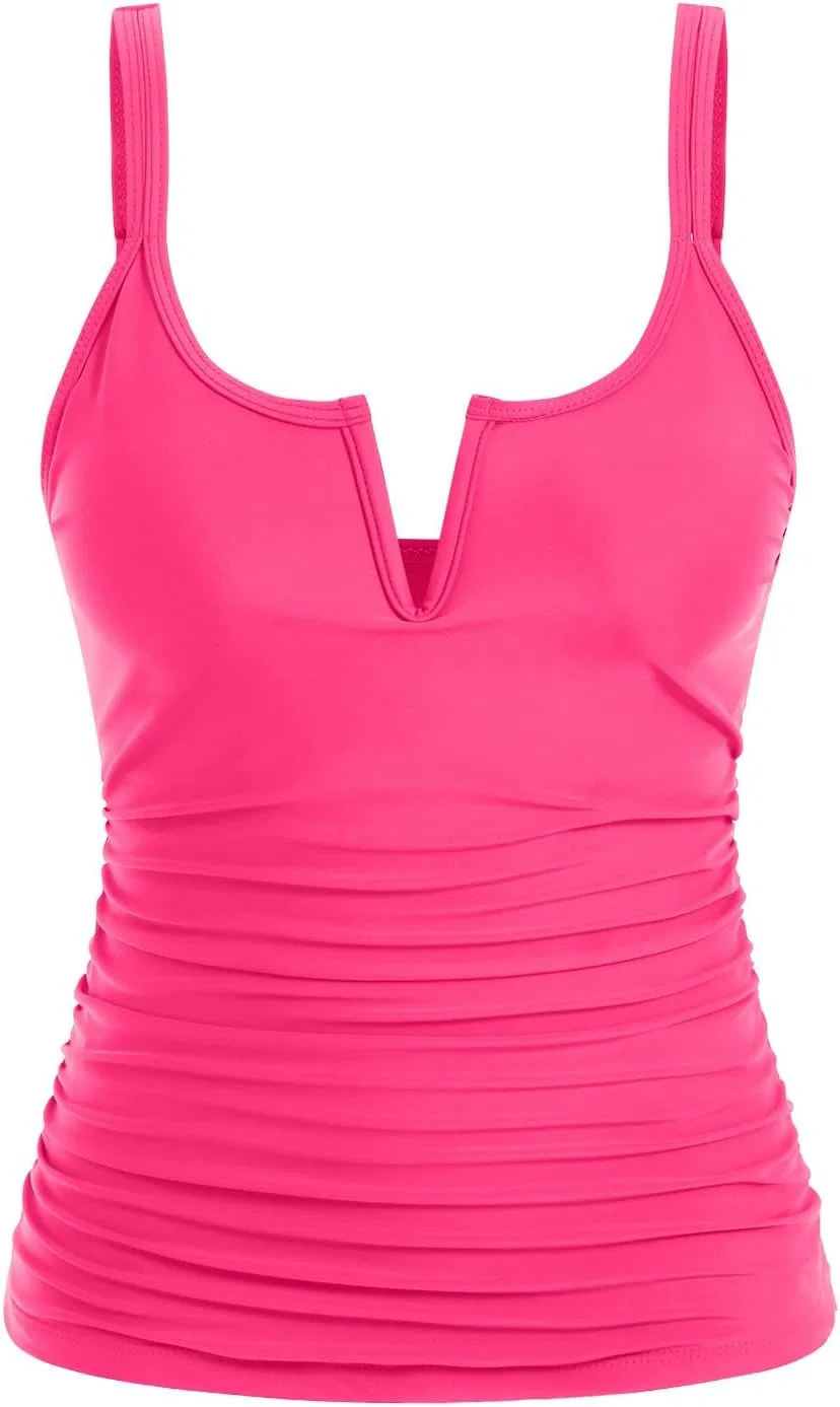 Женский танкини с драпировкой V-образным вырезом, Hot Pink — фото 3