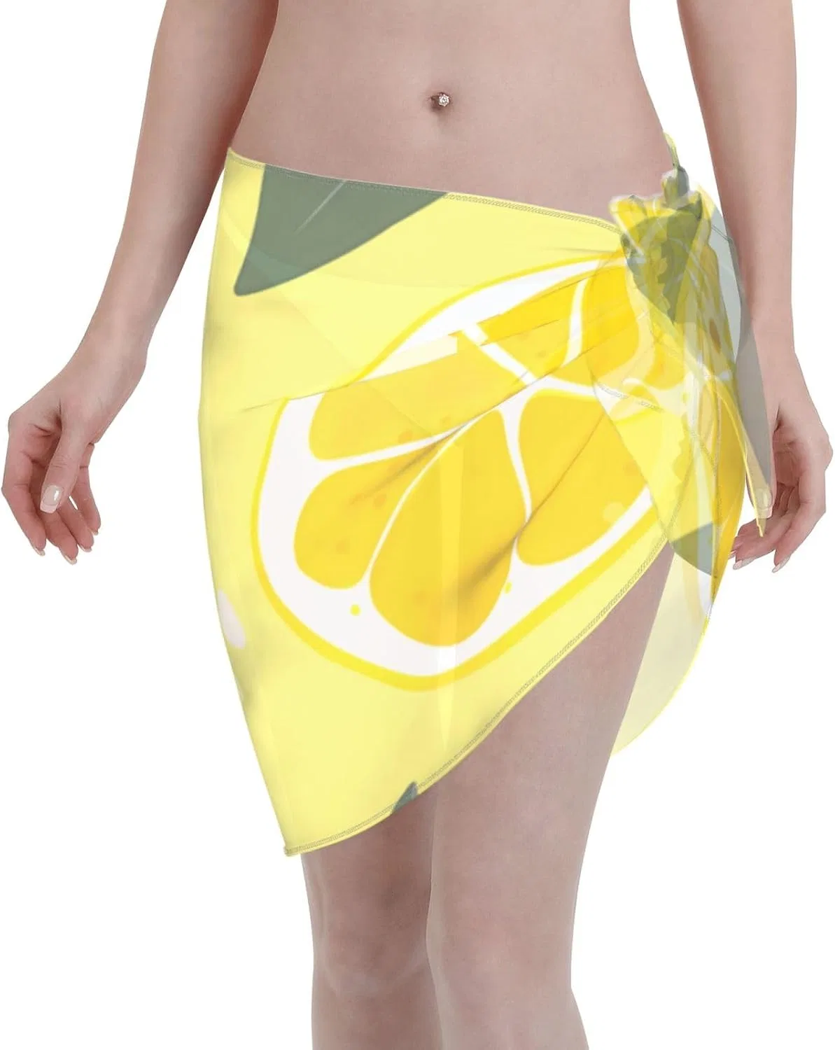 Женский пляжный парео с принтом Black Leaf, Yellow Lemon
