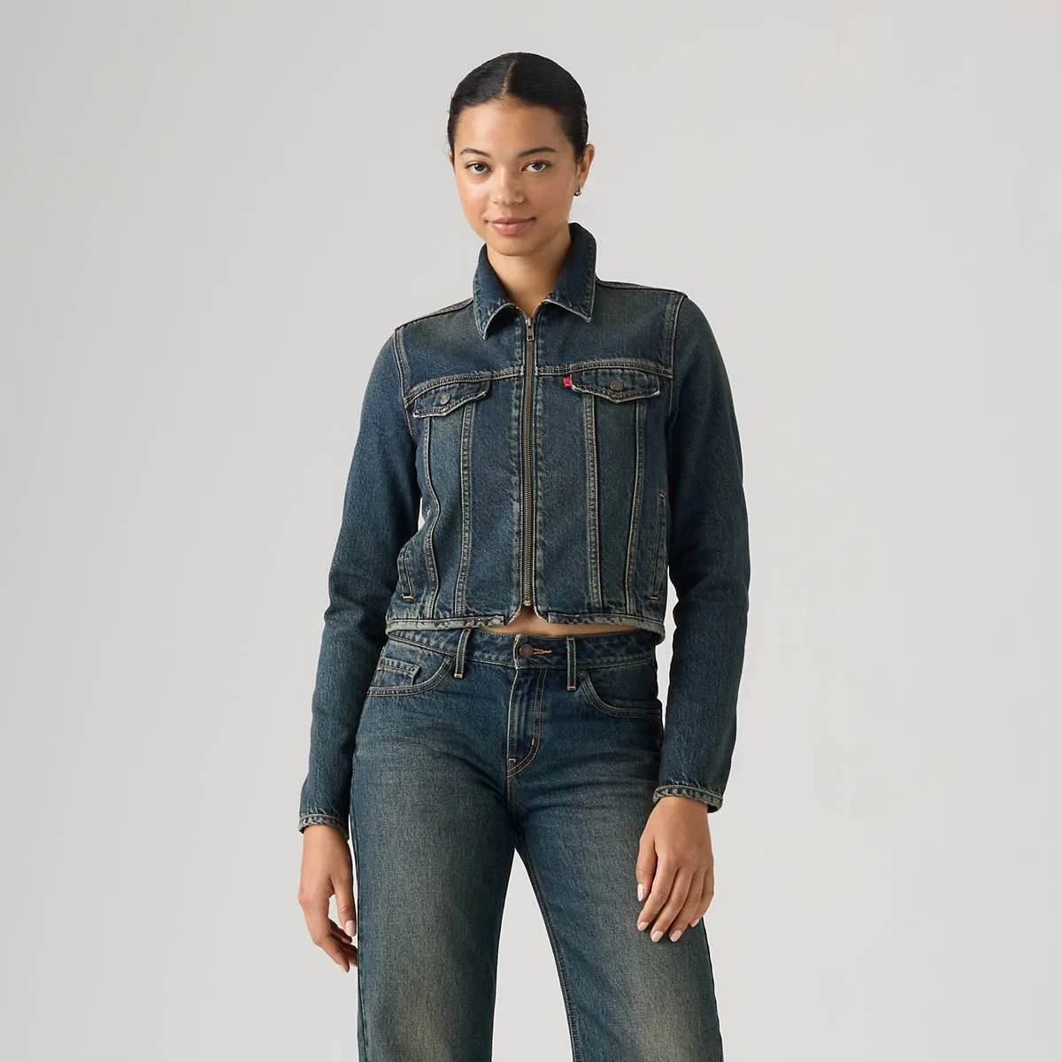 Оригинальная куртка дальнобойщика на молнии Levi's, Happy Tale Trucker - Dark Wash — фото 3