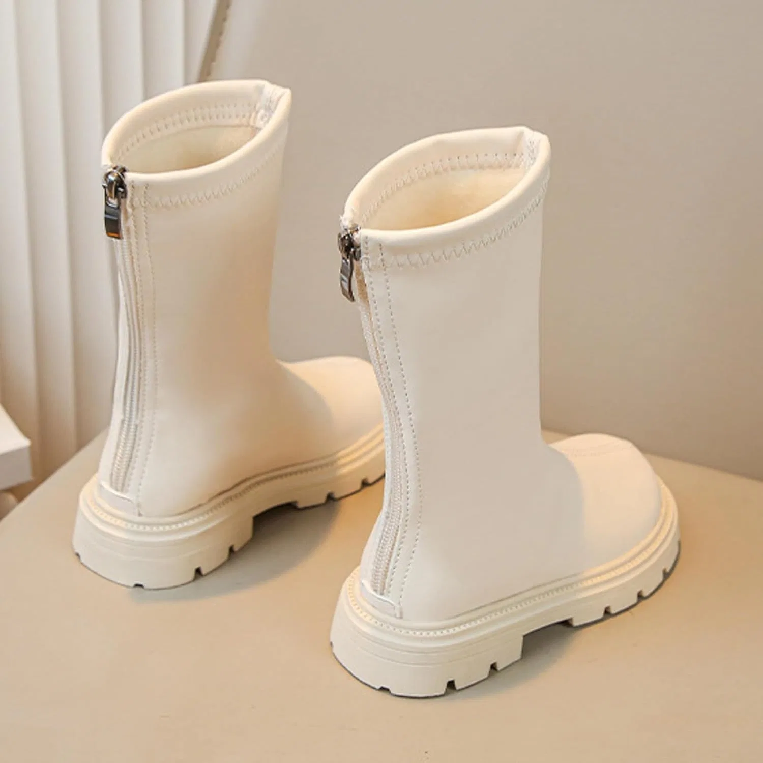 Детские ботинки для девочек с принтом, модель Girls Ankle Boots, Beige — фото 4