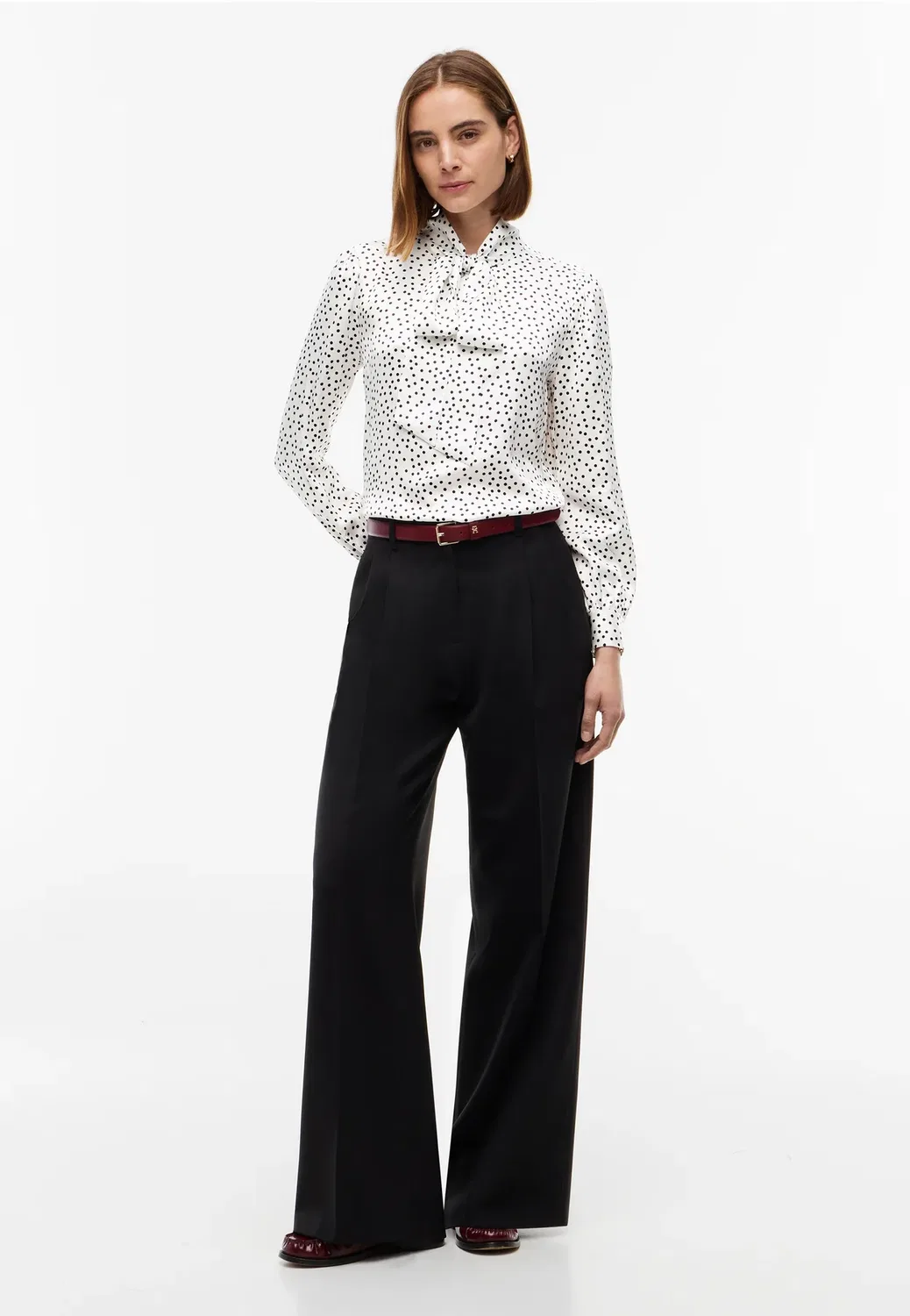 Блузка с бантом - блузка Tommy Hilfiger, White Base Pois — фото 2