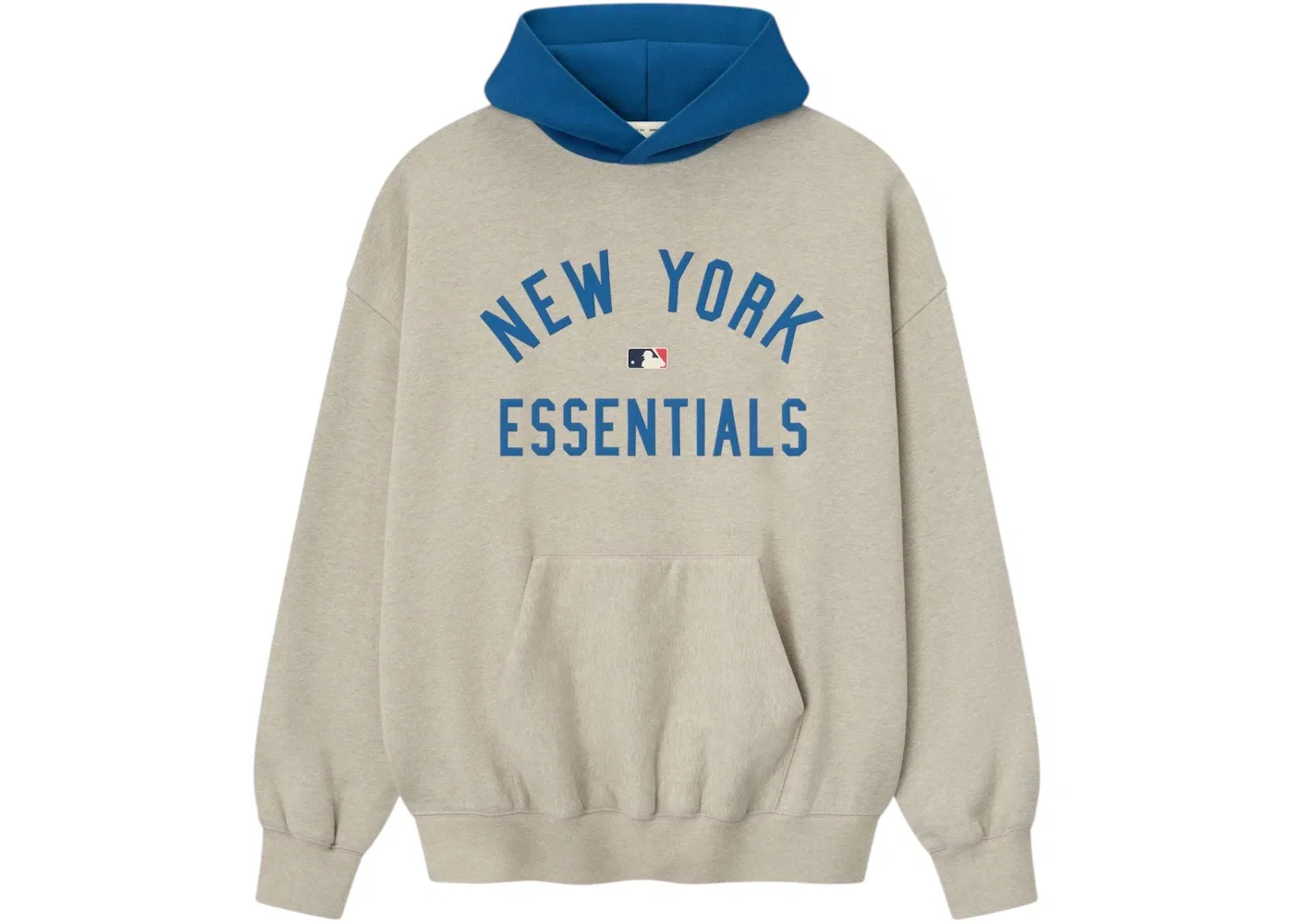 Мужской худи с принтом Fear of God Essentials Mets Sport Hoodie, Heather Stone/Blue Sapphire